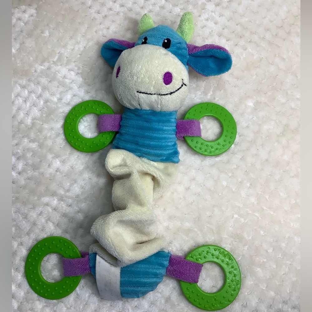 Parents Choice Plush Cow Stretchy Teething Toy Baby Rattle Stuffed Animal
